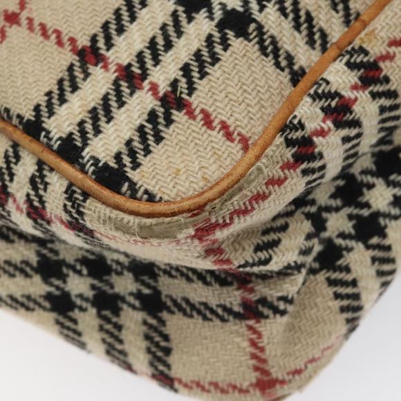 BURBERRY Nova Check Hand Bag Wool Beige Auth 113600